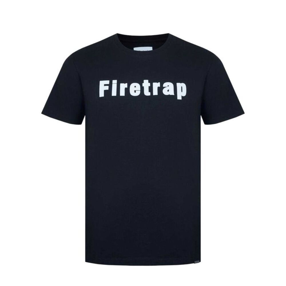 Firetrap Mens Logo Cotton T-Shirt / Black